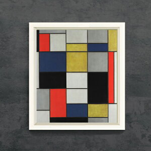 �y���G ���M�d�グ�z�s�[�g�E�����h���A�� Grande composizione A con nero, rosso, grigio, giallo e blu F10 �y�V���v���t���[���z �G�� �̔� 10�� ���� ���ۉ� 560×485mm ������ ��������