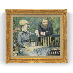 【油絵 直筆仕上げ】マネ 温室にて F12 【油彩 国内生産 インテリア】絵画 販売 12号 人物画 ゴールド額縁 736×630mm 複製画 送料無料 プレゼント ギフト 開店祝い 開業祝い 退職祝い 新築祝い