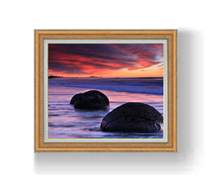 【油絵 直筆仕上げ】ネーチャーストーン F12サイズ 額入り 【額入り】 油彩 風景画 オリジナルインテリア絵画 風水画 額縁 754×648mm 複製画 送料無料 プレゼント ギフト 開店祝い 開業祝い 退