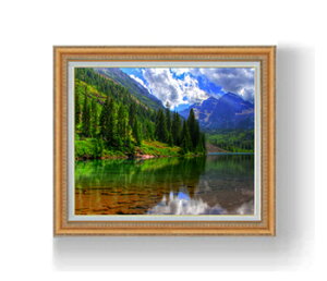 【油絵 直筆仕上げ】ニュンブルクの畔 F12サイズ 額入り 【額入り】 油彩 風景画 オリジナルインテリア絵画 風水画 額縁 754×648mm 複製画 送料無料 プレゼント ギフト 開店祝い 開業祝い 退職