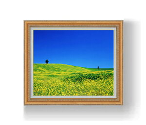 【油絵 直筆仕上げ】春-菜の花畑- F12サイズ 額入り 【額入り】 油彩 風景画 オリジナルインテリア絵画 風水画 額縁 754×648mm 複製画 送料無料 プレゼント ギフト 開店祝い 開業祝い 退職祝い