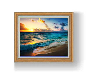 【油絵 直筆仕上げ】ビーチ-熱帯- F12サイズ 額入り 【額入り】 油彩 風景画 オリジナルインテリア絵画 風水画 額縁 754×648mm 複製画 送料無料 プレゼント ギフト 開店祝い 開業祝い 退職祝い