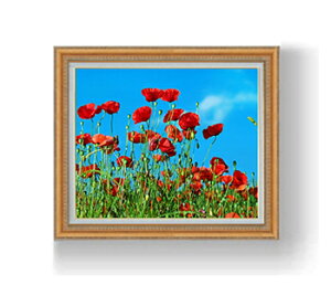 【油絵 直筆仕上げ】ポピーフィールド F12サイズ 額入り 【額入り】 油彩 風景画 オリジナルインテリア絵画 風水画 額縁 754×648mm 複製画 送料無料 プレゼント ギフト 開店祝い 開業祝い 退職