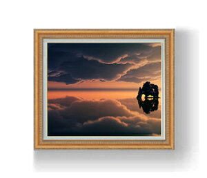 【油絵 直筆仕上げ】夕刻の幻想 F12サイズ 額入り 【額入り】 油彩 風景画 オリジナルインテリア絵画 風水画 額縁 754×648mm 複製画 送料無料 プレゼント ギフト 開店祝い 開業祝い 退職祝い 新