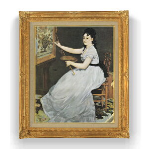 【油絵 直筆仕上げ】マネ エヴァ・ゴンザレス F15 【油彩 国内生産 インテリア】絵画 販売 15号 人物画 ゴールド額縁 781×660mm 複製画 送料無料 プレゼント ギフト 開店祝い 開業祝い 退職祝い