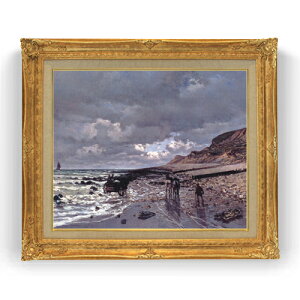 【油絵 直筆仕上げ】クロード・モネ 引き潮のラ・エーヴ岬 F15 【油彩 国内生産 インテリア】絵画 販売 15号 風景画 ゴールド額縁 781×660mm 複製画 送料無料 プレゼント ギフト 開店祝い 開業