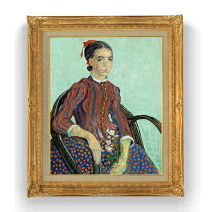 【油絵 直筆仕上げ】ゴッホ ラ・ムスメ、座像 F15 【油彩 国内生産 インテリア】絵画 販売 15号 人物画 ゴールド額縁 781×660mm 複製画 送料無料 プレゼント ギフト 開店祝い 開業祝い 退職祝い