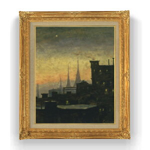 【油絵 直筆仕上げ】ルイ・エイルシェミウス New York Roof Tops F15 【油彩 国内生産 インテリア】絵画 販売 15号 抽象画 ゴールド額縁 781×660mm 複製画 送料無料 プレゼント ギフト 開店祝い 開業