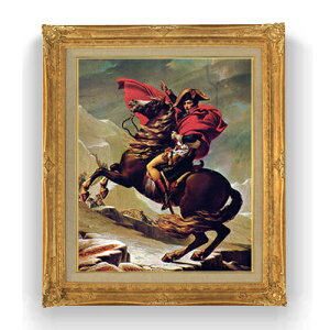 【油絵 直筆仕上げ】ダヴィッド サン=ベルナール山からアルプスを越えるナポレオン・ボナパルト F15 【油彩 国内生産 インテリア】絵画 販売 15号 抽象画 ゴールド額縁 781×660mm 複製画 送料