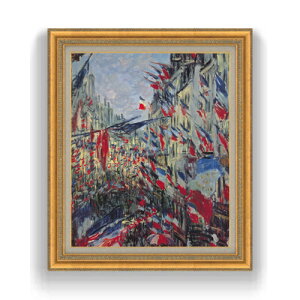 【油絵 直筆仕上げ】クロード・モネ サン=ドニ通り、1878年6月30日の祝日 F15 【油彩 国内生産 インテリア】絵画 販売 15号 風景画 ゴールド額縁 800×678mm 複製画 送料無料