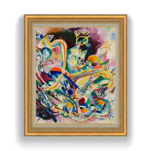【油絵 直筆仕上げ】ワシリーカンディンスキー Untitled Improvisation V F15 【油彩 国内生産 インテリア】絵画 販売 15号 抽象画 ゴールド額縁 800×678mm 複製画 送料無料 プレゼント ギフト 開店祝い