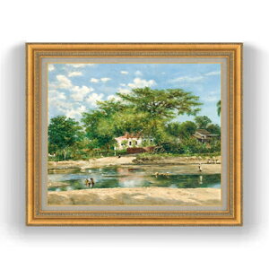 【油絵 直筆仕上げ】フランシスコ・オレール Ponce Silk-Cotton Tree F15 【油彩 国内生産 インテリア】絵画 販売 15号 風景画 ゴールド額縁 800×678mm 複製画 送料無料 プレゼント ギフト 開店祝い 開