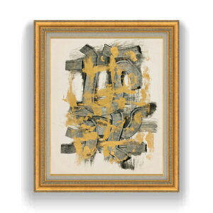 【油絵 直筆仕上げ】スースター 抽象的なモチーフ F15 【油彩 国内生産 インテリア】絵画 販売 15号 抽象画 ゴールド額縁 800×678mm 複製画 送料無料 プレゼント ギフト 開店祝い 開業祝い 退職