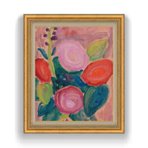 【油絵 直筆仕上げ】ヤウレンスキー 花瓶の中のブルーメンシュトラウス F15 【油彩 国内生産 インテリア】絵画 販売 15号 抽象画 ゴールド額縁 800×678mm 複製画 送料無料 プレゼント ギフト 開