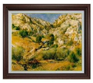【油絵 直筆仕上げ】ルノワール Rocky Craggs at l'Estaque F15 【油彩 国内生産 インテリア】絵画 販売 15号 風景画 ブラウン額縁 800×678mm 複製画 送料無料 プレゼント ギフト 開店祝い 開業祝い 退職