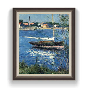【油絵 直筆仕上げ】カイユボット Boat Moored on the Seine at Argenteuil F20 【油彩 キャンバス 国内生産 インテリア】絵画 販売 20号 風景画 863×734mm 複製画 送料無料