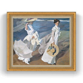 【油絵 直筆仕上げ】ソローリャ Strolling along the Seashore F20 【油彩 キャンバス 国内生産 インテリア】絵画 販売 20号 風景画 883×754mm 複製画 送料無料 プレゼント ギフト 開店祝い 開業祝い 退職祝い 新築祝い リビング 玄関 モダン 壁掛け ラッピング 贈答品