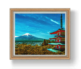 【油絵 直筆仕上げ】富士山-霊峰- F20サイズ 883×754mm 額入り 油彩 風景画 オリジナルインテリア絵画 風水画 アート絵画 20号 複製画 送料無料 贈り物 開店祝い 開業祝い 新築祝い リビング 玄関 壁掛け 887×766mm