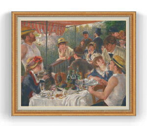 【油絵 直筆仕上げ】ルノワール 舟遊びの昼食 F30サイズ 【油彩 国内生産 インテリア】絵画 販売 30号 大きな絵画サイズ 額入り 風景画 額縁 1070×887mm 複製画 送料無料