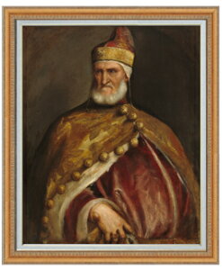 【油絵 直筆仕上げ】ティツィアーノベチェッリオ ドージェアンドレアグリッティ F30 【油彩 国内生産 インテリア】絵画 販売 30号 大きな絵画サイズ 額入り 人物画 額縁 1070×887mm 複製画 送料