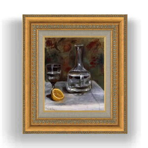 【油絵 直筆仕上げ】ルノワール Still Life with Carafe F3サイズ 額入り 油絵直筆仕様げ 422×370mm 額縁ガラス板 | 絵画 アート インテリア 壁掛け複製画