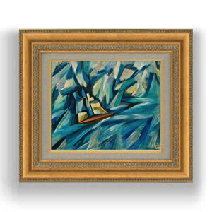 【油絵 直筆仕上げ】カルドーゾ 帆船 F3サイズ 額入り 油絵直筆仕様げ 422×370mm 額縁ガラス板 | 絵画 アート インテリア 壁掛け複製画