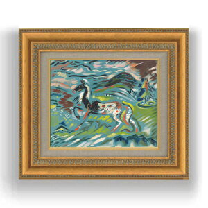 【油絵 直筆仕上げ】クビンチャン 馬(1937) F3サイズ 額入り 油絵直筆仕様げ 422×370mm 額縁ガラス板 | 絵画 アート インテリア 壁掛け複製画