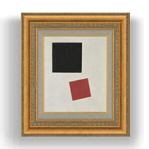 【油絵 直筆仕上げ】マレーヴィチ 黒の広場と赤の広場 F3サイズ 額入り 油絵直筆仕様げ 422×370mm 額縁ガラス板 | 絵画 アート インテリア 壁掛け複製画