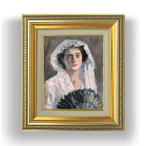 【油絵 直筆仕上げ】藤島武二 黒扇 F3サイズ 額入り 油絵直筆仕様げ 418×366mm 額縁ガラス板 | 絵画 アート インテリア 壁掛け複製画