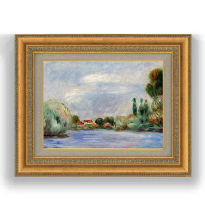 【油絵 直筆仕上げ】ルノワール House on the River F4 【額入り】 絵画 販売 4号 油彩 風景画 481×391mm 複製画 送料無料 プレゼント ギフト 開店祝い 開業祝い 退職祝い 新築祝い リビング 玄関 モダ