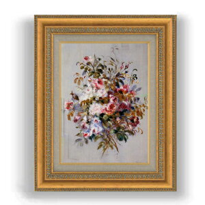 【油絵 直筆仕上げ】ルノワール ローズのブーケ F4 【額入り】 絵画 販売 4号 油彩 風景画 481×391mm 複製画 送料無料 プレゼント ギフト 開店祝い 開業祝い 退職祝い 新築祝い リビング 玄関 モ