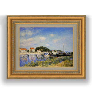 【油絵 直筆仕上げ】シスレー セーヌ・エ・マルヌの畔 F4 【額入り】 絵画 販売 4号 油彩 風景画 481×391mm 複製画 送料無料 プレゼント ギフト 開店祝い 開業祝い 退職祝い 新築祝い リビング