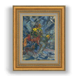 【油絵 直筆仕上げ】クビンチャン 青い森の狩人 F4 【額入り】 絵画 販売 4号 油彩 抽象画 481×391mm 複製画 送料無料