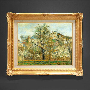【油絵 直筆仕上げ】ピサロ ポントワーズの花咲く菜園、春 F6 【額入り】 絵画 販売 6号 油彩 風景画 552×461mm 複製画 送料無料 プレゼント ギフト 開店祝い 開業祝い 退職祝い 新築祝い リビ