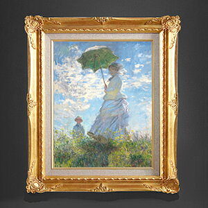【油絵 直筆仕上げ】クロード・モネ 日傘を差す女 (左向き) F6 【額入り】 絵画 販売 6号 油彩 人物画 552×461mm 複製画 送料無料 プレゼント ギフト 開店祝い 開業祝い 退職祝い 新築祝い リ