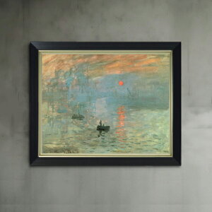 【油絵 直筆仕上げ】クロード・モネ 印象、日の出 F6 【シンプルフレーム】 絵画 販売 6号 油彩 風景画 440×348mm 複製画 送料無料 プレゼント ギフト 開店祝い 開業祝い 退職祝い 新築祝い リ