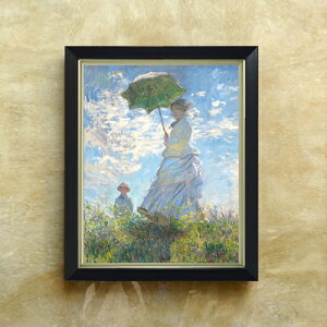 【油絵 直筆仕上げ】クロード・モネ 日傘を差す女 (左向き) F6 【シンプルフレーム】 絵画 販売 6号 油彩 人物画 440×348mm 複製画 送料無料 プレゼント ギフト 開店祝い 開業祝い 退職祝い