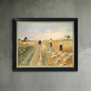 【油絵 直筆仕上げ】ルノワール The Harvesters F6 【シンプルフレーム】 絵画 販売 6号 油彩 風景画 440×348mm 複製画 送料無料 プレゼント ギフト 開店祝い 開業祝い 退職祝い 新築祝い リビング