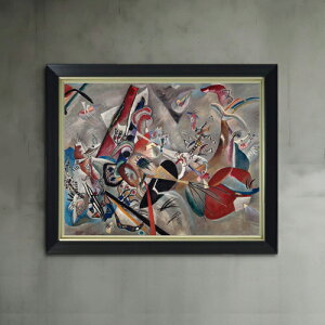 【油絵 直筆仕上げ】ワシリー・カンディンスキー Im Grau (In the Grey) F6 【シンプルフレーム】 絵画 販売 6号 油彩 抽象画 440×348mm 複製画 送料無料 プレゼント ギフト 開店祝い 開業祝い 退職祝