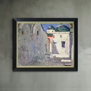 【油絵 直筆仕上げ】ワシリー・カンディンスキー Tunis, Strasse (Tunis, Street) F6 【シンプルフレーム】 絵画 販売 6号 油彩 抽象画 440×348mm 複製画 送料無料 プレゼント ギフト 開店祝い 開業祝い