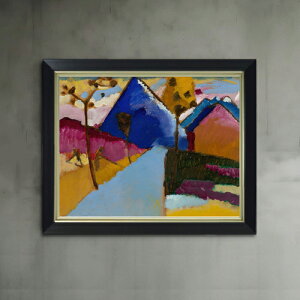 【油絵 直筆仕上げ】カンディンスキー コッヘル ストレート ストリート F6 【シンプルフレーム】 絵画 販売 6号 油彩 抽象画 440×348mm 複製画 送料無料 プレゼント ギフト 開店祝い 開業祝い