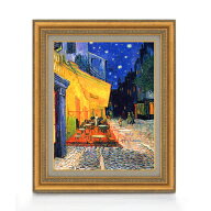 【油絵 直筆仕上げ】ゴッホ 夜のカフェテラス F6 【額入り】 絵画 販売 6号 油彩 風景画 558×467mm 複製…