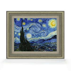 【油絵 直筆仕上げ】ゴッホ 星月夜 F6 【額入り】 絵画 販売 6号 油彩 風景画 558×467mm 複製画 送料無料 プレゼント ギフト 開店祝い 開業祝い 退職祝い 新築祝い リビング 玄関 モダン アート