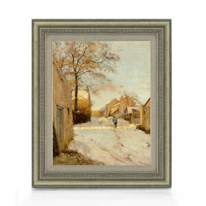 【油絵 直筆仕上げ】シスレー 冬の村道 F6 【額入り】 絵画 販売 6号 油彩 風景画 558×467mm 複製画 送料無料 プレゼント ギフト 開店祝い 開業祝い 退職祝い 新築祝い リビング 玄関 モダン ア