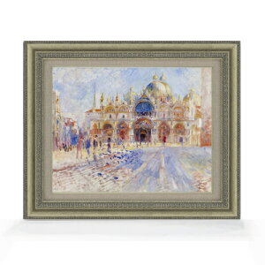【油絵 直筆仕上げ】ルノワール The Piazza San Marco, Venice F6 【額入り】 絵画 販売 6号 油彩 風景画 558×467mm 複製画 送料無料 プレゼント ギフト 開店祝い 開業祝い 退職祝い 新築祝い リビング 玄