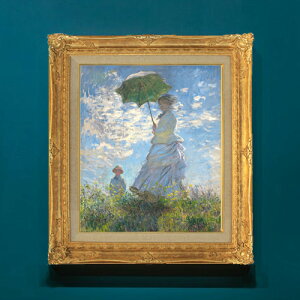 【油絵 直筆仕上げ】クロード・モネ 日傘を差す女 (左向き) F8 【額入り】 絵画 販売 8号 油彩 風景画 596×522mm 複製画 送料無料 プレゼント ギフト 開店祝い 開業祝い 退職祝い 新築祝い リ