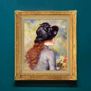 【油絵 直筆仕上げ】ルノワール チューリップの花束を持つ少女 F8 【額入り】 絵画 販売 8号 油彩 風景画 596×522mm 複製画 送料無料 プレゼント ギフト 開店祝い 開業祝い 退職祝い 新築祝い