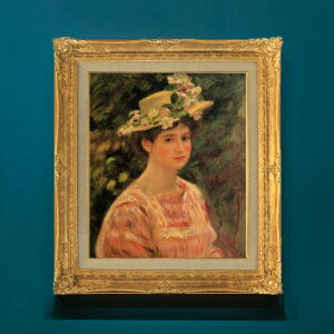 【油絵 直筆仕上げ】ルノワール バラの帽子を着飾る若い女 F8 【額入り】 絵画 販売 8号 油彩 風景画 596×522mm 複製画 送料無料 プレゼント ギフト 開店祝い 開業祝い 退職祝い 新築祝い リビ