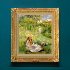 【油絵 直筆仕上げ】ルノワール メジーの庭の若い女 F8 【額入り】 絵画 販売 8号 油彩 風景画 596×522mm 複製画 送料無料 プレゼント ギフト 開店祝い 開業祝い 退職祝い 新築祝い リビング 玄