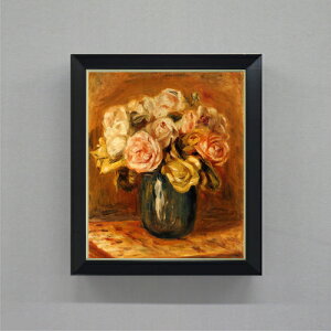 【油絵 直筆仕上げ】ルノワール Roses in a Blue Vase F8 【シンプルフレーム】 絵画 販売 8号 油彩 風景画 485×410mm 複製画 送料無料 プレゼント ギフト 開店祝い 開業祝い 退職祝い 新築祝い リビン